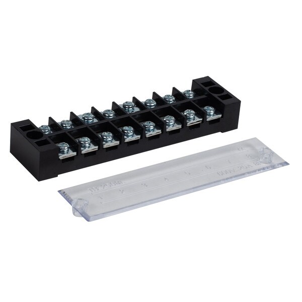Main product image for 25A Barrier Terminal Block, 8 Position Dual Row Screws 12 Pitch with Cover090-821